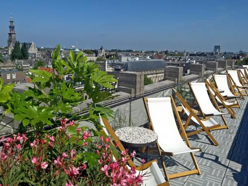 Loungers on a roof terrace